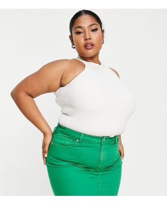 DTT Plus Gabby high-waist denim skirt in green