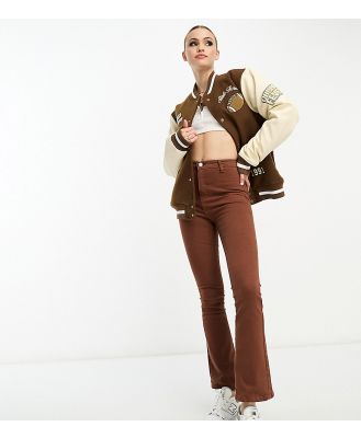 DTT Tall Bianca high waisted wide leg disco jeans in chocolate-Brown