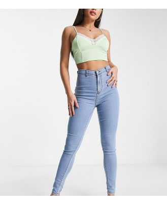 DTT Tall Chloe high waisted disco stretch skinny jeans in light wash blue