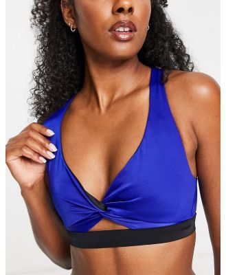 Dorina Waverly non padded reversible bralet bikini top in black and cobalt blue