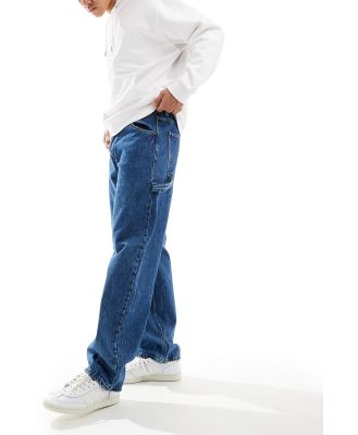 Dr Denim Colt Worker baggy fit wide leg jeans in stream mid retro wash-Blue