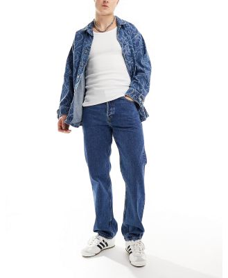 Dr Denim Dash regular fit straight leg jeans in stream mid retro wash-Blue