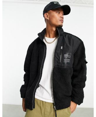 Dr Denim Ethan relaxed fit pile jacket in black