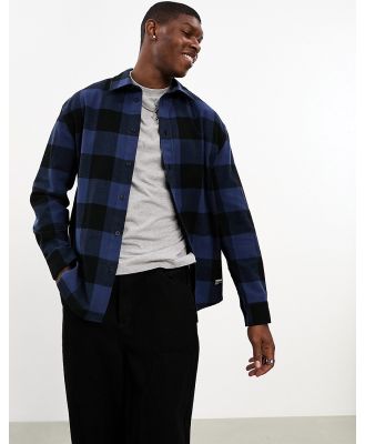 Dr Denim Frank relaxed fit long sleeve flannel shirt in blue indigo check