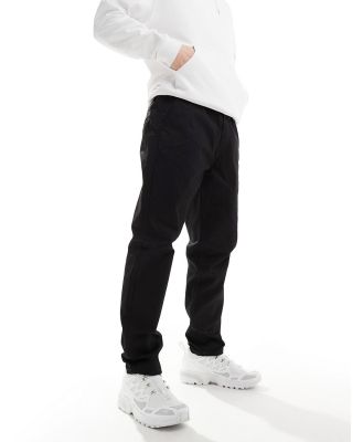 Dr Denim Rush regular fit chino pants with elastic waistband and drawstring in clean black
