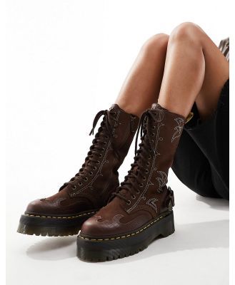 Dr Martens Quad 14 eye western boots in brown suede
