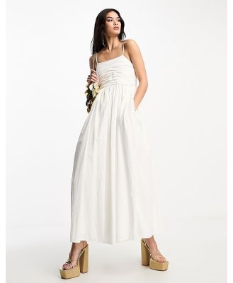 Dream Sister Jane Bridal beaded maxi cami dress with pockets in ivory-White