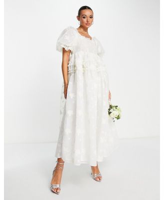 Dream Sister Jane Bridal puff sleeve organza maxi dress in white floral