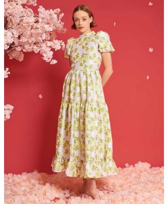 Dream Sister Jane floral jacquard maxi dress in ivory and green-White