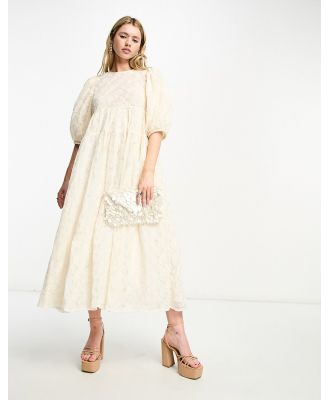 Dream Sister Jane floral lace midaxi dress in ivory-White