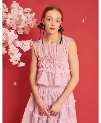 Dream Sister Jane organza ruffle top in pink (part of a set)