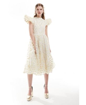 Dream Sister Jane textured jacquard midi dress in ivory (part of a set)-White