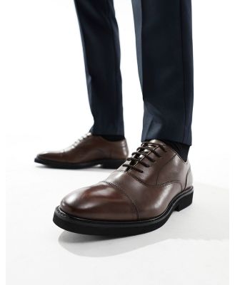 Dune leather oxford lace up shoes in dark brown