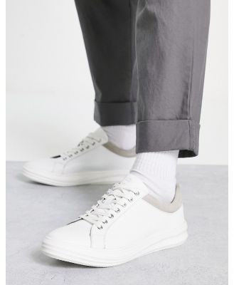 Dune London Trillin sneakers in white/grey leather
