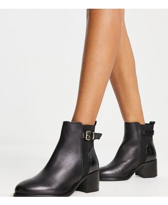 Dune London Wide Fit heeled chelsea boots in black