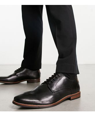 Dune London Wide Fit Striver lace up derby shoes in black leather
