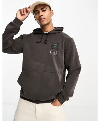 EA7 soft touch logo hoodie in dark brown