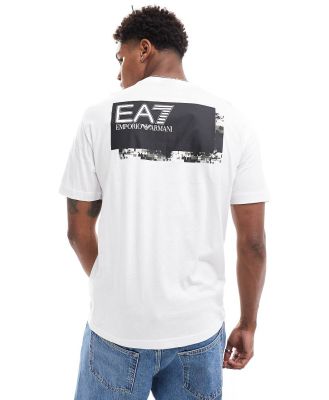 EA7 square chest logo t-shirt in white