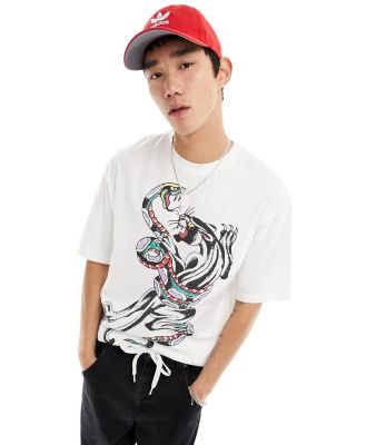 Ed Hardy oversized t-shirt with panther graphic-White