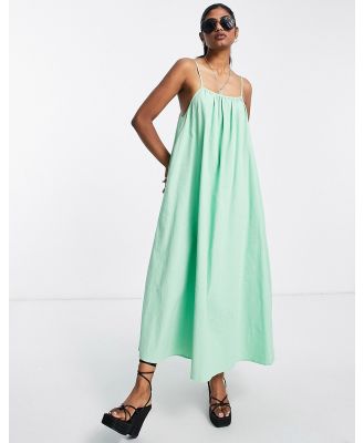 Edited cotton maxi cami smock dress with tie back in mint-Green