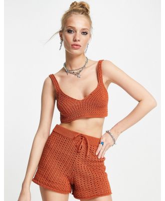 Edited crochet bralet in rust (part of a set)-Copper