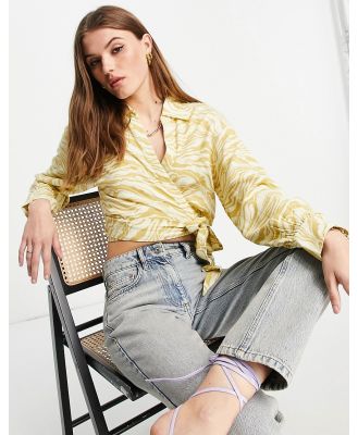 Edited wrap waist shirt in mustard zebra-Yellow