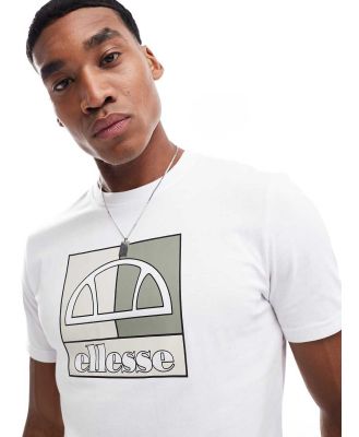 ellesse Leondino chest graphic t-shirt in white