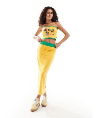 Elsie & Fred maxi tube skirt in contrast yellow (part of a set)
