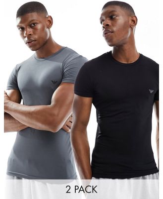 Emporio Armani Bodywear 2 pack bamboo t-shirts in black and grey-Multi