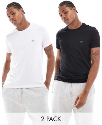 Emporio Armani Bodywear 2 pack crew neck tee with logo branding in black and white