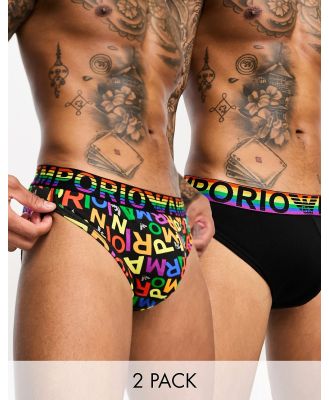 Emporio Armani Bodywear 2 pack rainbow print briefs in multi