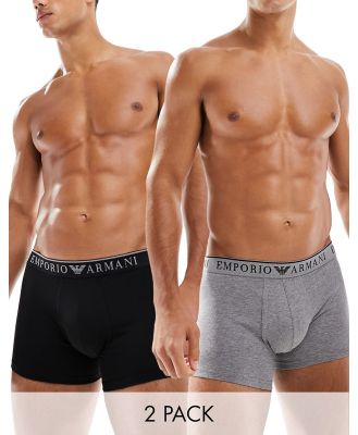 Emporio Armani Bodywear 2 pack trunks in navy and grey-Multi