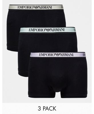 Emporio Armani Bodywear 3 pack trunks with coloured waistbands in navy