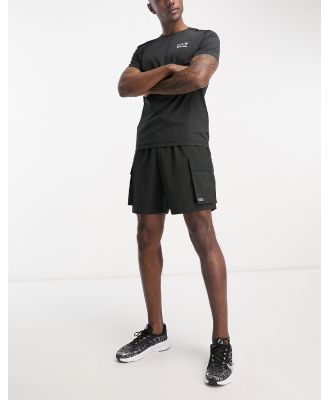Emporio Armani EA7 active t-shirt and shorts set in black