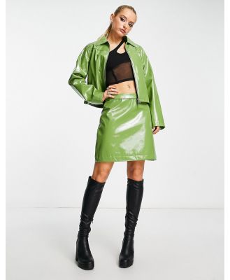 Envii a-line mini skirt in green PU (part of a set)