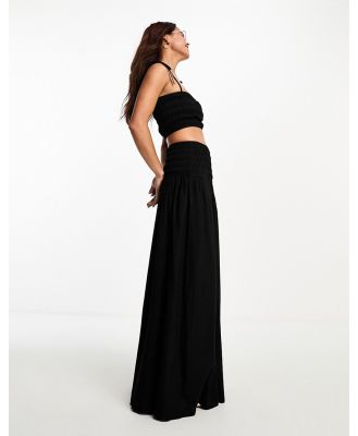 Esmee Exclusive beach maxi skirt with shirred waist in black (part of a set)-Purple