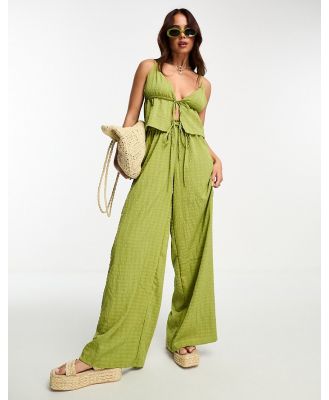 Esmee Exclusive beach textured wide leg pants in green (part of a set)