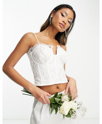 Extro & Vert Bridal lace corset with detachable straps-White
