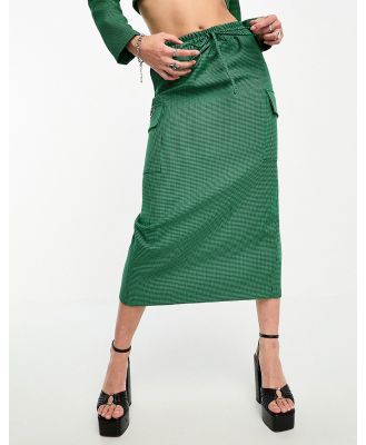 Extro & Vert maxi skirt with split in green check (part of a set)-Black