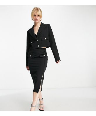Extro & Vert midi skirt with split in black (part of a set)