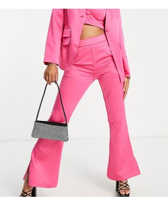 Extro & Vert Petite highwaist flare pants in hot pink (part of a set)