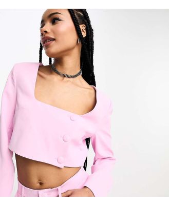 Extro & Vert Petite square neck crop top in baby pink (part of a set)