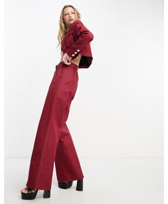 Extro & Vert Premium wide leg pants in red & black check (part of a set)