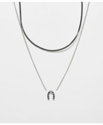 Faded Future good luck horseshoe pendant necklace with chain in silver