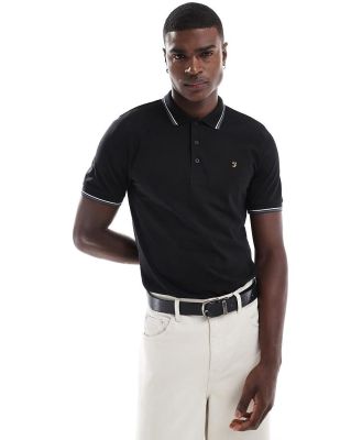 Farah Alvin tipped polo in black