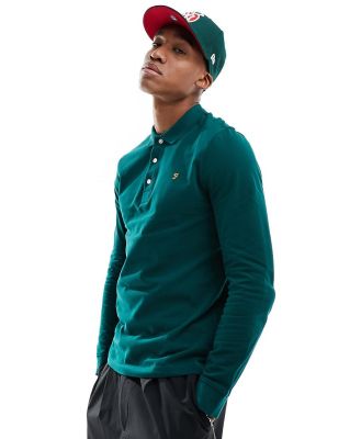 Farah Blanes long sleeve polo in green