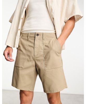 Farah Sepel patch twill shorts in smoky brown