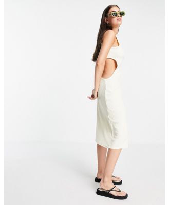 Fashion Union midi singlet dress with hip cut-out in heavy rib-White