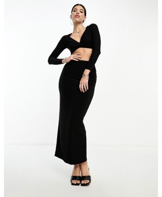Fashionkilla sculpted column maxi skirt in black (part of a set)