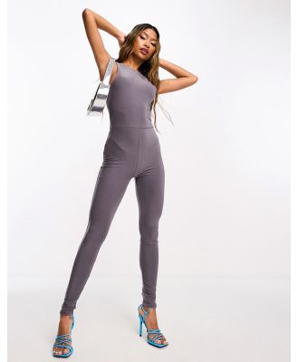 Fashionkilla sculpted unitard jumpsuit in charcoal blue